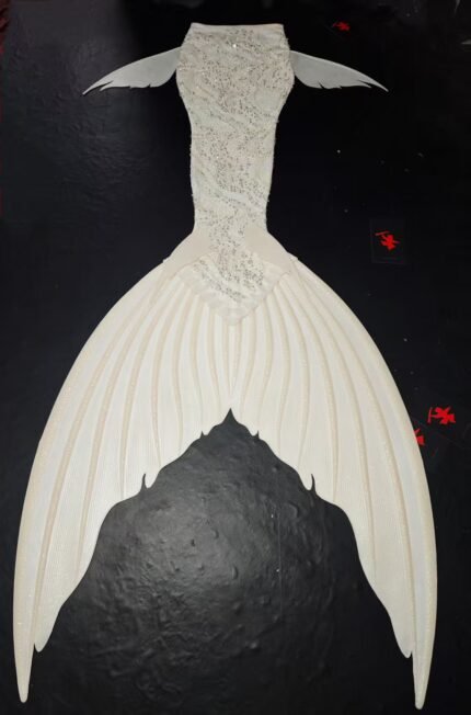 Original Design, Semi-Silicone  Sequined Snow White Mermaid Tail Couture