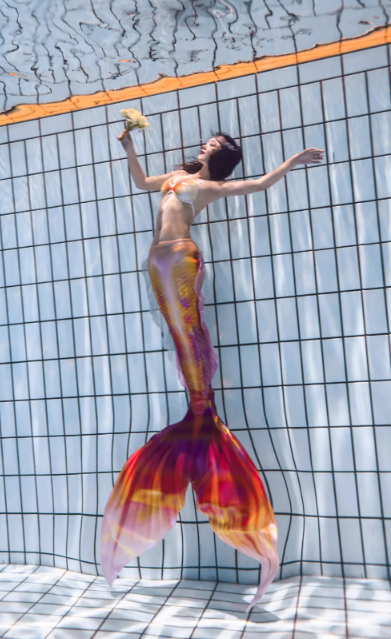 Original Fabric Gold Foil Printing Biomimetic Fishtail Selena Oceanarium Performance Costume Mermaid Tail