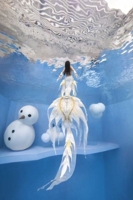 Original Fabric Nine-Headed Yinglong Chinese Style Mermaid Tail,  Mermaid Performance Tail for Aquariums, Dragon Tail