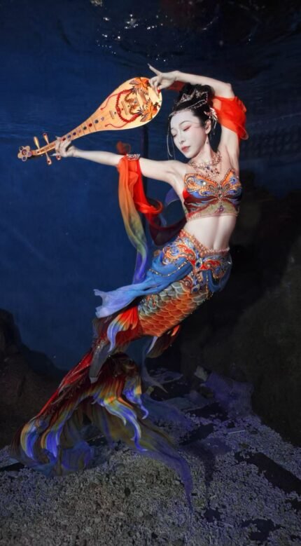Original Fabric Chinese Style Dunhuang Flying Apsaras Brocade Mermaid Tail Performance Costume